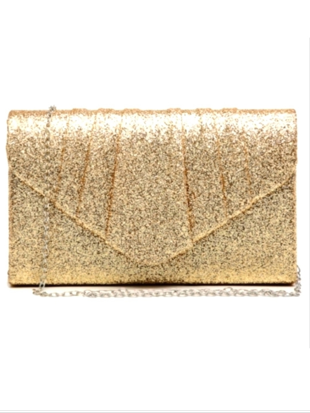 Dasein Women's Pleated Envelope Clutch Gold Glitter Shoulder Bag NWT Balletcore